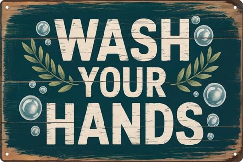 Wash Your Hands Bathroom Funny Retro Metal Tin Signs Wall Decor 12x8 in