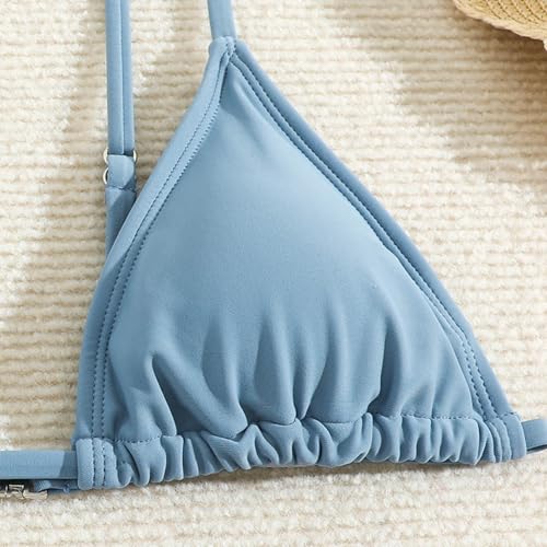 Girl's Cute 3 Piece Swimsuit V Neck Spaghetti Strap Wireless Triangle Bikini Set Palm Leaf Cute Beach Bathing Suit 6-14 Years4