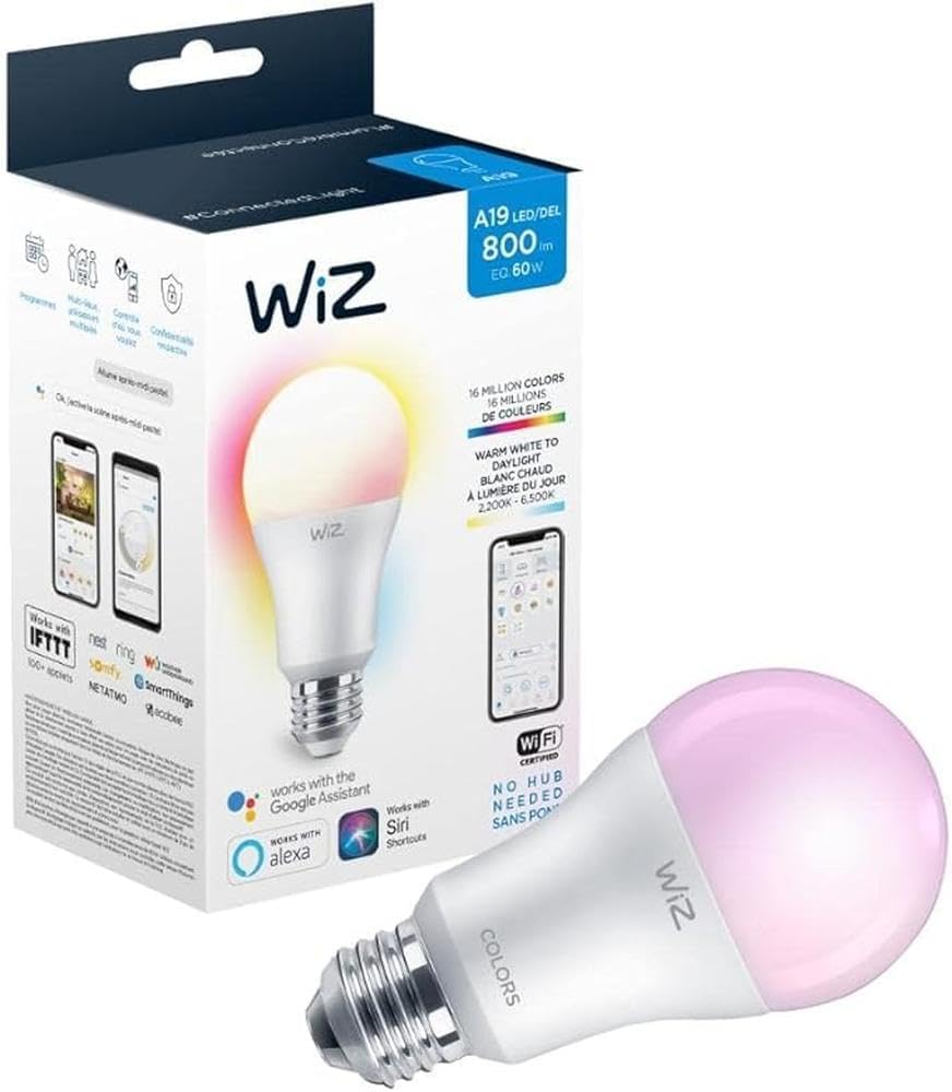 WiZ 60W A19 Frosted WiFi Full Color & Tunable White WiZ 60W A19 Frosted WiFi Full Color & Tunable White