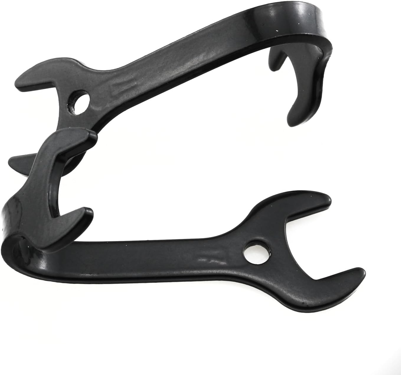 2PCS Vintage Wrench Shaped Hooks Black Wall Hooks Iron Material for Hallways Warehouses Garages Home Use for Hanging Clothing Hats Towels Garments Keys 4x2x0.7 inches