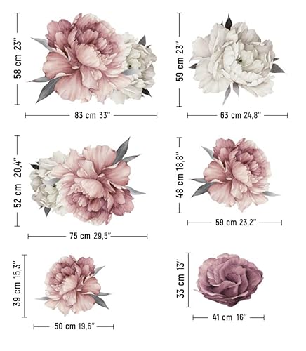 Muravie Big Roses Wall Decal, Peel And Stick Garden Floral Sticker thumb #3
