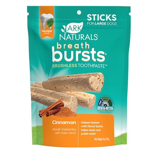 Image of ARK Naturals Breath Bursts Dog Treats, Dog Dental Sticks for Large Breeds, Unique Texture Helps Clean Teeth & Freshen Breath, Cinnamon, 6 oz, 1 Pack