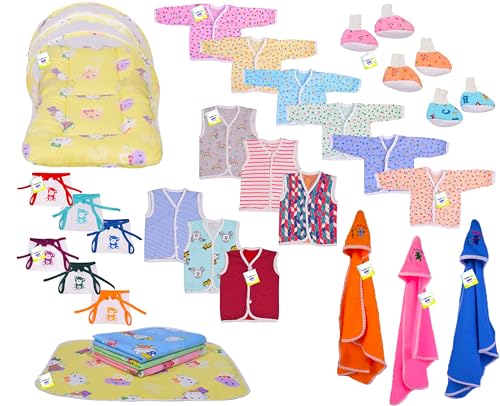 Image of Toddylon New Born Baby Essentials Kit Combo Set | 30 in 1 Combo Pack | New Born Set 0-6 Months | Hospital Bag Kit | Baby Clothes, Bedding & Accessories | Newborn Gift Set (Multicolor)