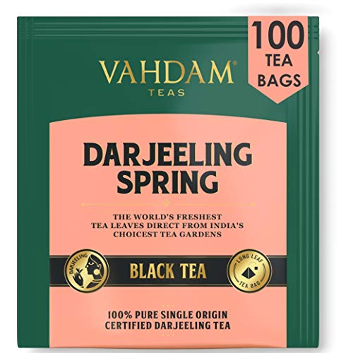 VAHDAM, Exotic Darjeeling First Flush Tea Leaves, 100 Count, Long Leaf Pyramid Darjeeling Tea Bags,  - //coolthings.us