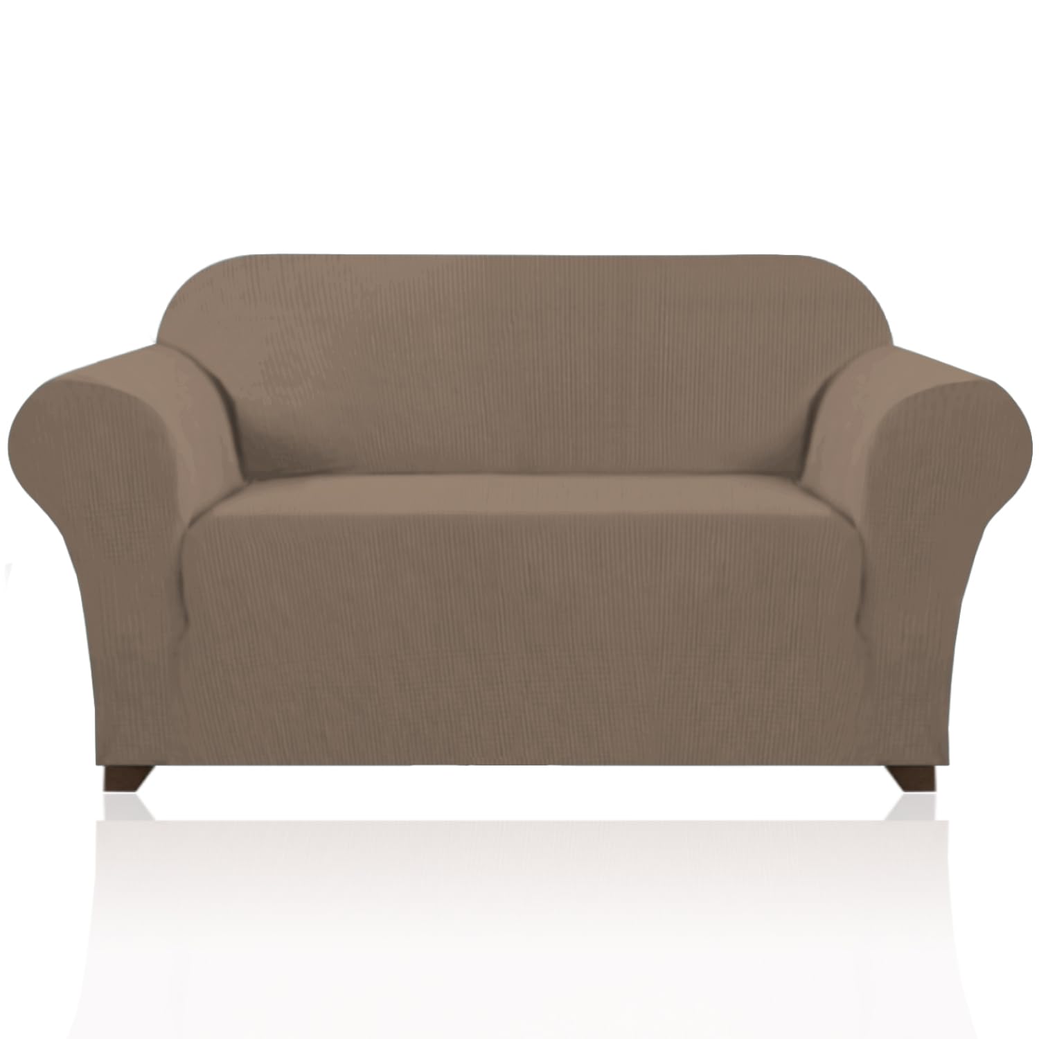 PrinceDeco Stretch Sofa Slipcover 1 Piece Sofa Cover for 2 Cushion Couch Furniture Protector/Cover Couch with Elastic Bottom Soft and Durable Sofa Cover Pet Protector (Loveseat,Macchiato)