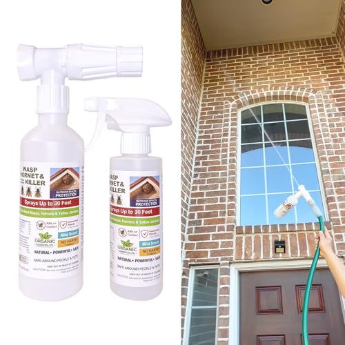 192 oz Natural Wasp & Hornet Killer, 30ft Self Defense, Kills on Contact, Repels 2-4 Weeks, Ground Wasp Nest Spray, Bug Spray Kills 100+ Bugs, Repel Wasp, Hornet, Yellow Jacket, 6oz Concentrate