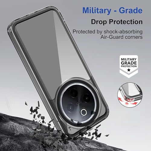 Image of amazon basics Back Case Cover for Vivo T4 5G | Compatible for Vivo T4 5G Back Cover | Case Cover with Camera Protection | (TPU + PC | Translucent Black)