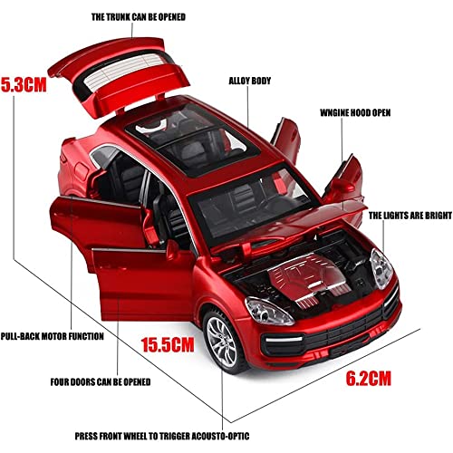 Image of 1:32 Diecast Metal Car Model Caynen Cars for Kids Pull Back Openable Doors with Light Sound
