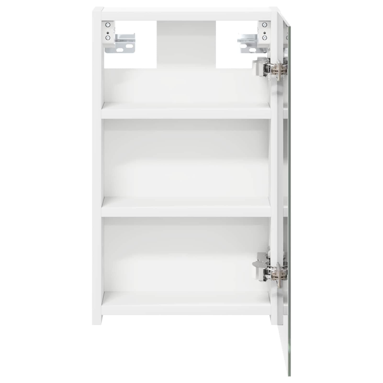 Armadietto da bagno a specchio bianco in legno, 30 x 10,5 x 50 cm, con vano portaoggetti, due ripiani, porta e specchio bidirezionale, per mobili da bagno e lavandino