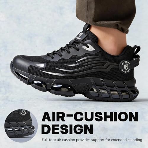 Image of Hogent Steel Toe Shoes for Men Women, Ultra Lightweight Premium Comfortable Work Sneakers, Puncture Proof Air Cushioned All‑Day Wear Safety Toe Shoes for Industrial Construction Warehouse Factory Work