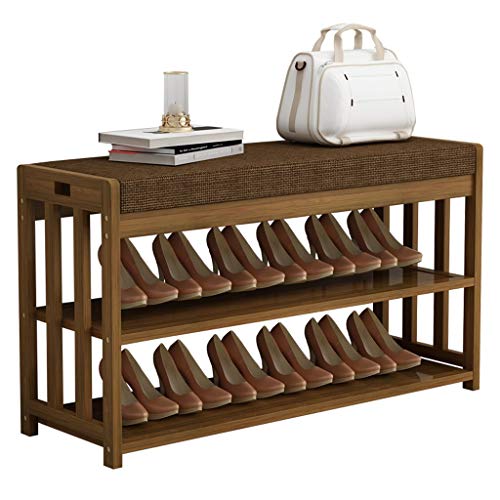 Zapatero zapatero de 2 niveles banco organizador de zapatos con cojín tapizado perfecto banco almacenamiento para entrada, dormitorio, sala de estar, estante de zapatos (tamaño: 70 cm) ()
