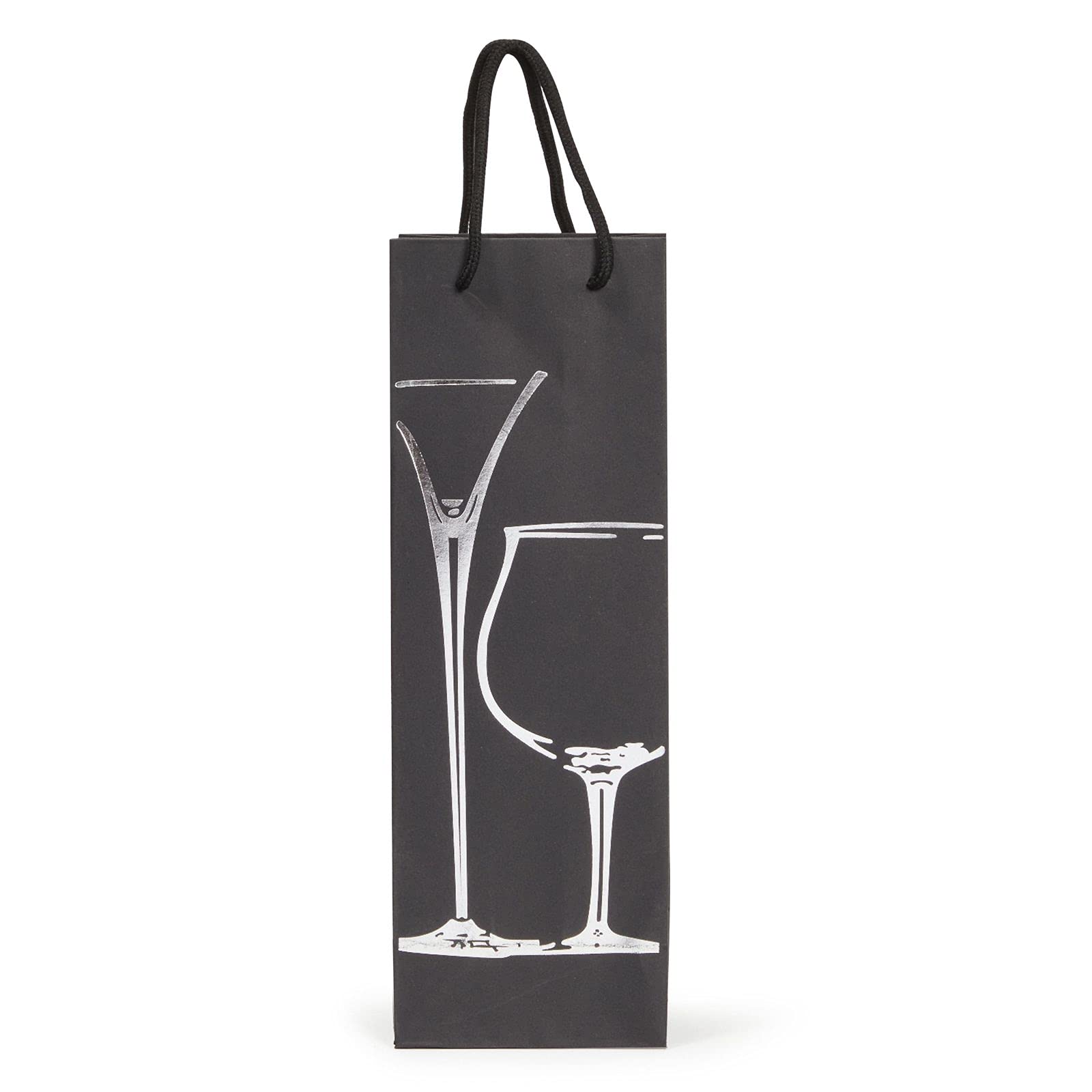 12 Pack Black Wine Bottle Gift Bags with Handles, 4 Elegant Foiled