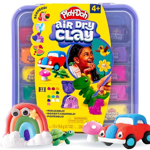 Play-Doh Air Dry Clay Case Scented Variety Pack 13 Air-Dry Clays Fun Molds Wiggly Eyes and Sculpting Tool Arts and Crafts Supplies Modeling Clay Fun Kids Activities Pottery