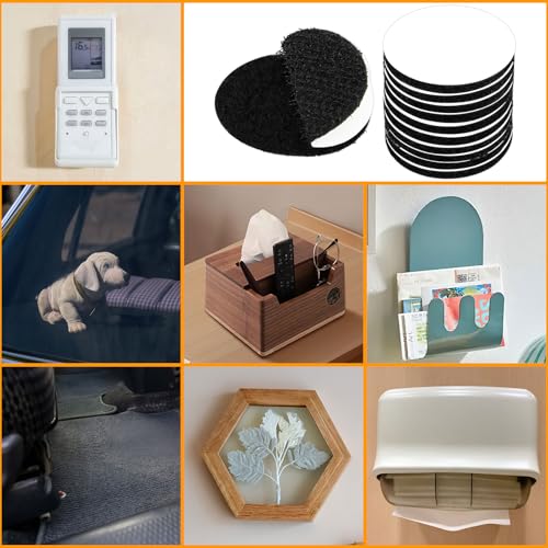 40 Paar Rund Klettverschluss Selbstklebend, 3cm Breit Klettband Selbstklebend Extra Stark, Schwarz Klettpunkte, Klebepads Doppelseitig Extra Stark für Glas Metall Boden Wände