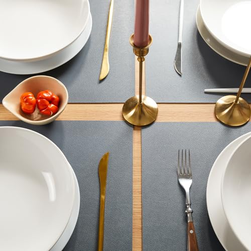 DOLOPL Grey Placemats Set of 6, Wipeable Faux Leather Place Mats - image 5