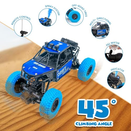 Image of GrandGlow GY-45 Rechargeable RC 4x4 Off-Road Rock Crawler with Spray Feature Toy | Best Gift for Kids | Smooth & Safe (Multicolor) (Pack of 1)