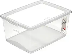 Ordene - Caixa Organizadora Plástica de 30 Litros com Tampa, Cor Cristal, Linha My Closet