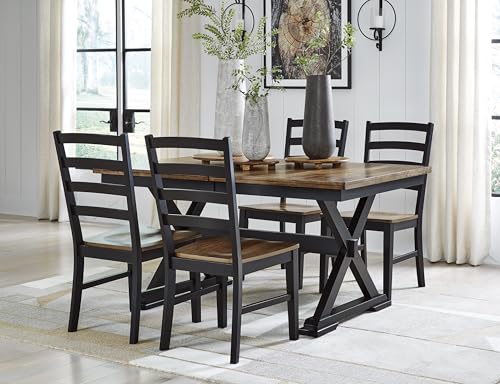 Signature Design by Ashley Wildenauer Dining Chairs Set of 2, Modern Ladderback Dining Chairs with Solid Wood Frame, Two-Tone Finish, Contoured Seat, Black/Brown - image 8