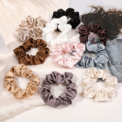 Image of Hair Ties Small Scrunchies for Women's Hair Scrunchies Both for Thick Hair or Thin Hair Curl Hair No Crease Ponytail Holder No Hurt Your Hair