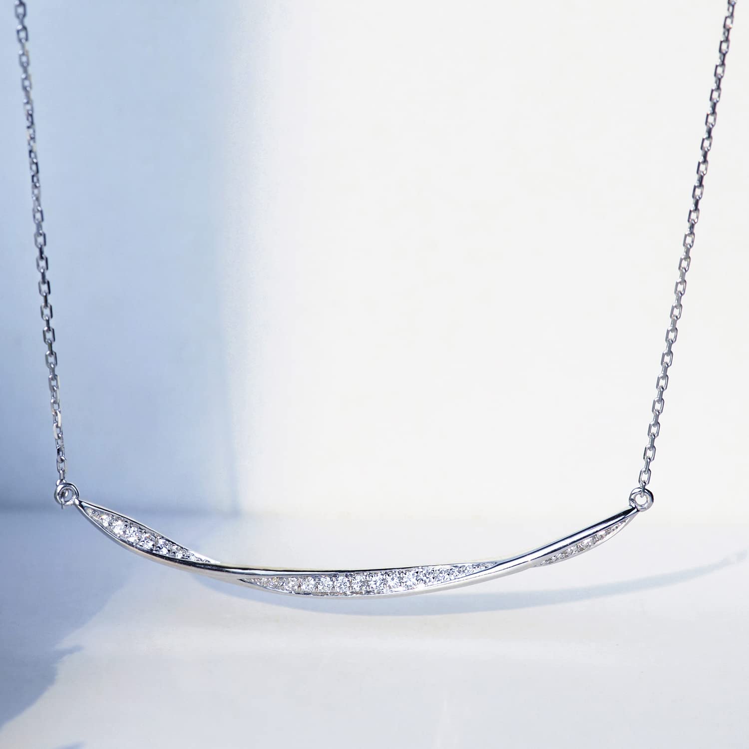 Collana in Argento con Ciondolo con Diamante Piccolo da 1 carato, Regalo di Gioielli con Catena Femminile in Lucido con clavicola