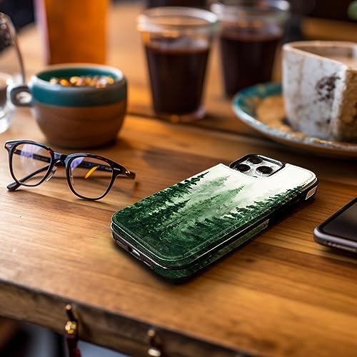 Image of uCOLOR Compatible with iPhone 12 /12 Pro 6.1 Inch Wallet Case with Card Holder, Folio Flip PU Leather Kickstand Card Slots Design Case, Double Magnetic Clasp and RFID Blocking Cover 6.1 inch(Green Forest)