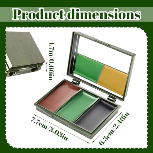 AYVRUOP 1 Pièce Camouflage Militaire,Grimage Militaire,Peinture Corporelle,Peinture Visage,Avec Miroir,Noir,Olive,Marron,Brun Terreux,Cyan Pour Survie Militaire,De L’Armée,Soirées à Thème(5 Couleurs) – vue 2