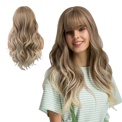 Coloración, Shoes 2RIYADH Pelucas para Mujer, Peluca Ondulada Rizada con Flequillo, Pelo Esponjoso, Ideal para Fiestas, Halloween, Juegos de Rol, Fiestas y Cualquier Otra Escena...