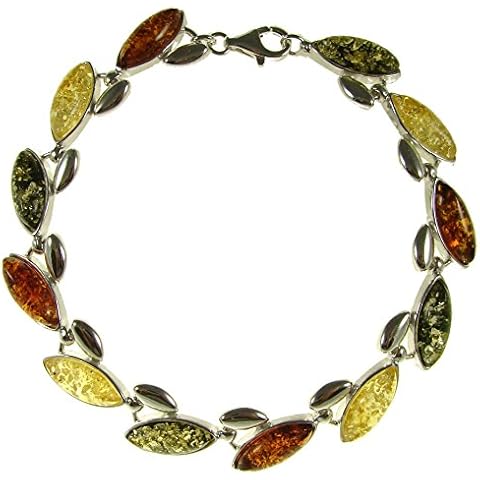 8" inch/20cm baltic amber and sterling silver 925 ladies' multi-coloured bracelet jewellery jewelry Cover