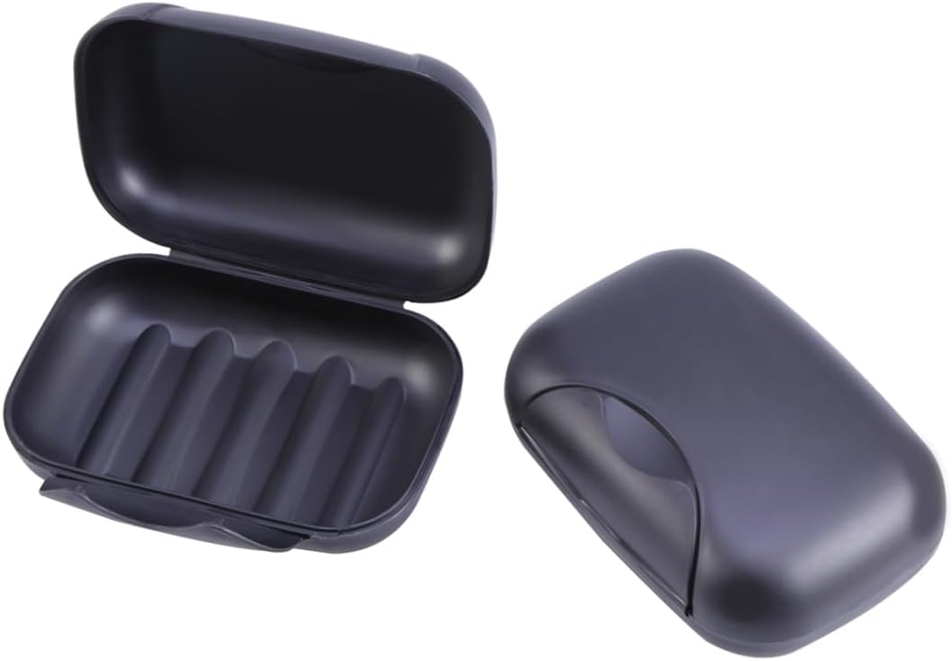 Portable Leakproof Soap Case with Lock Large Black Soap Holder Container for Travel Camping Hiking Lightweight PP Plastic Box