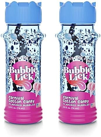 Cotton Candy (2.5 Fl Oz, Pack of 2), Edible Bubbles for Kids and Dogs - Premium Natural Flavored Bubble Solution, Great for Bubble Machines, Toys, and Refillable Bubble Solution…