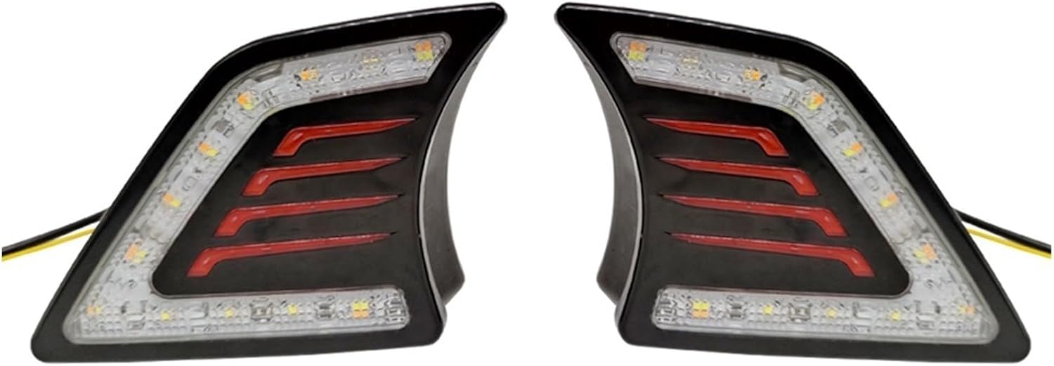 Car DRL Compatible with Toyota Hilux Vigo 2012-2014 LED Daytime Running Light Daylight Turn Signal Lamp Fog Lamp Cover(White,Smoke Shell)