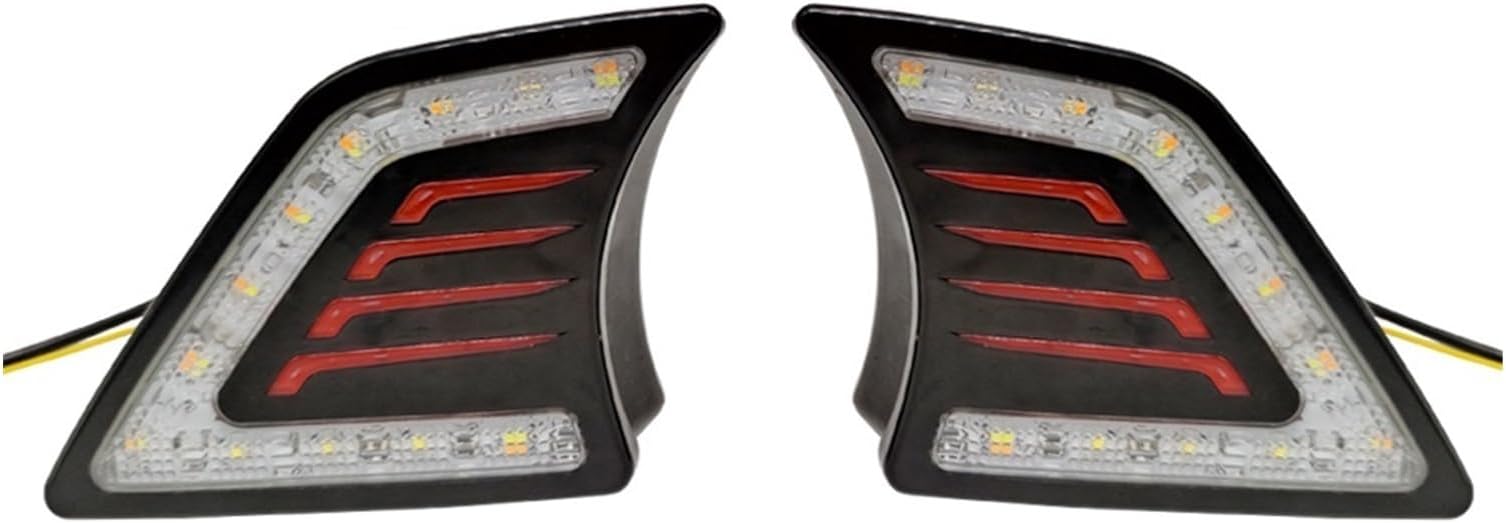 Car DRL Compatible with Toyota Hilux Vigo 2012-2014 LED Daytime Running Light Daylight Turn Signal Lamp Fog Lamp Cover(White and Yellow,Smoke Shell)