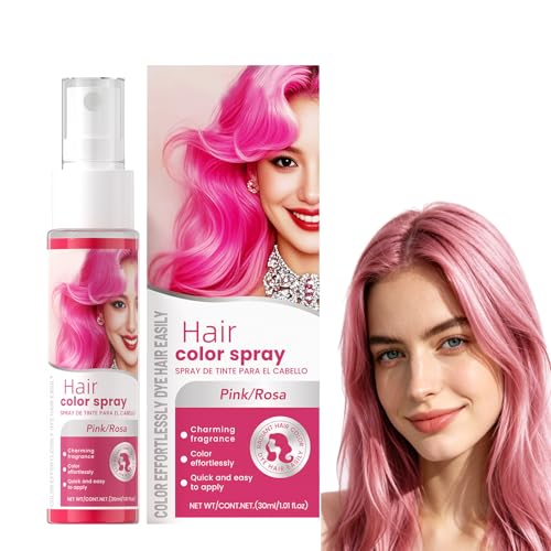 Spray temporal rosa para el cabello | Crazy Pink Hair Color, laca lavable | Spray de tiza para el cabello no dañino | Color rosa loco instantáneo | Fiesta de Halloween Maquillaje | Sin crueldad animal