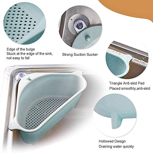 Image of Kitchen Sink Drain Basket | Corner Sink Strainer with Hanging Filter | Triangle Sink Strainer Basket for Kitchen & Bathroom Waste Drain (2)