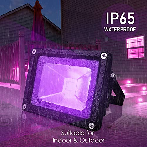 Degruand 10W LED Black Light,Blacklight Flood Light with Plug, IP65 Waterproof,Light Up 10x10FT Area,Wire1.5M/4.92FT, for Glow Party Halloween Bedroom Neon Glow Decor - Image 6
