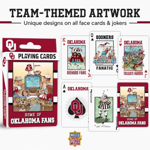 Image of Masterpieces NCAA Oklahoma Sooners Playing Cards Deck - Officially Licensed, 54 Cards - Ages 4+