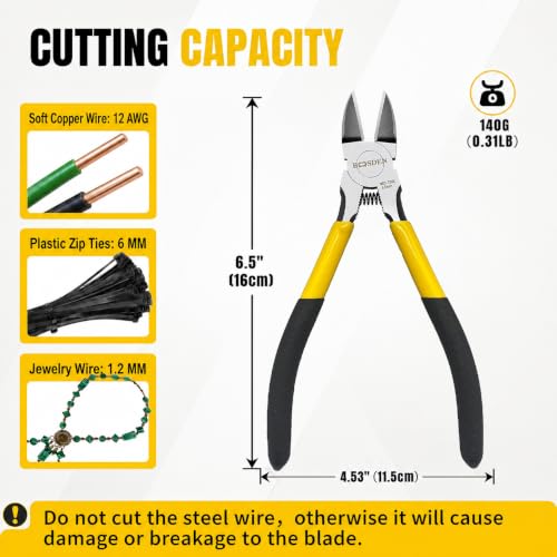 Image of BOOSDEN 6.5 inch Wire Cutters, 2 Pack - Precision Side Cutters, Spring Loaded Pliers for Artificial Flowers & Crafting
