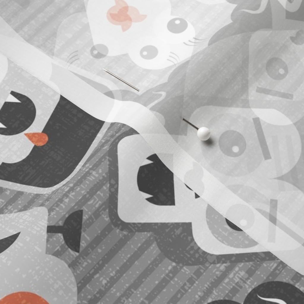 Spoonflower Fabric - Halloween Spooky Retro Kids Frankenstein Vampire Monster Grayscale Printed on Chiffon Fabric by The Yard - Sewing Fashion Apparel Dresses Home Decor