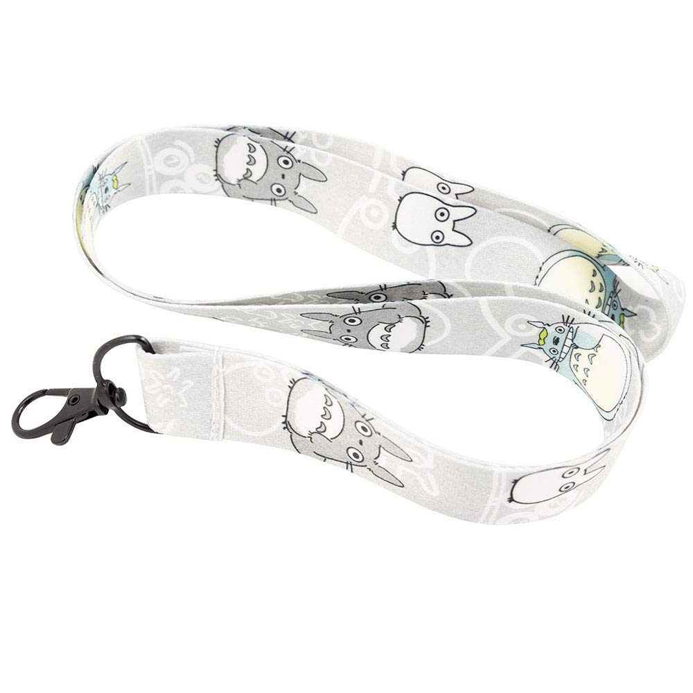 Totoro Gray Black Clip Keychain Holder Lanyard