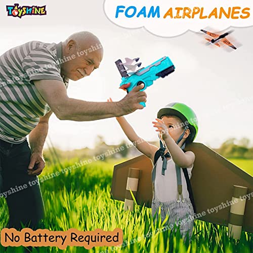 Image of Toyshine Airplane Launcher Toy Catapult Plane Gun for Kids Outdoor Toy, One-Click Ejection, 4 Pcs Glider Foam Planes, Toy Airplanes Birthday Gifts, Multi-Color - B