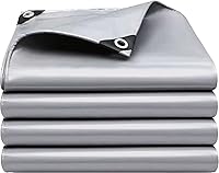 EEATUZTL Heavy Duty Waterproof Tarp 10x12 FT Silver 12 Mil - UV Tear Fade Resistant Grommets for Roof Boat Camping Patio Pool Cover