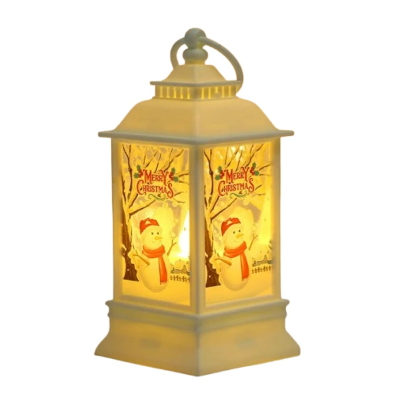 OAKHIVE Christmas Flame Lantern Hanging Wind Lamp – Battery Powered Indoor Outdoor Xmas Candle Lanterns – Decorative Home Hanging Lanterns for Christmas Holiday Party Décor (Snowman)