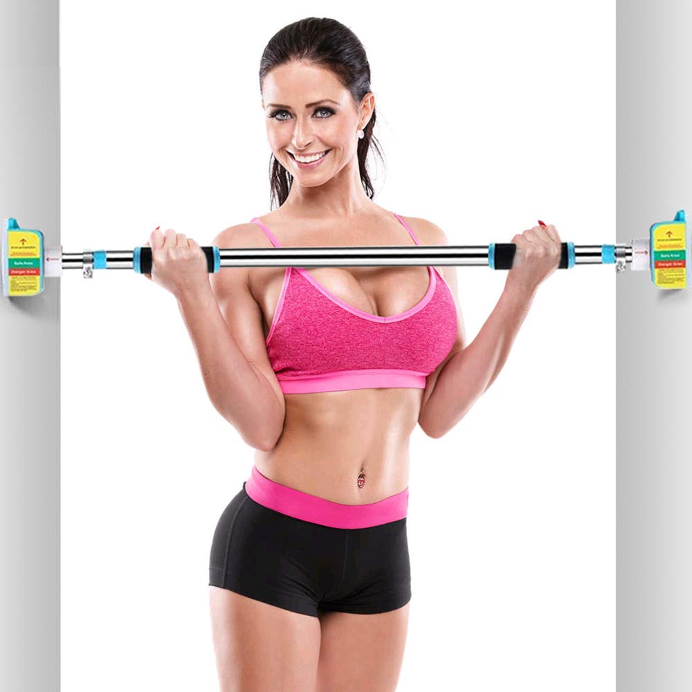 Bikuer Pull Up Bar Doorway Chin up Bar No Screw Installation Adjustable Width Locking Mechanism Exercise Fitness Workout Bar