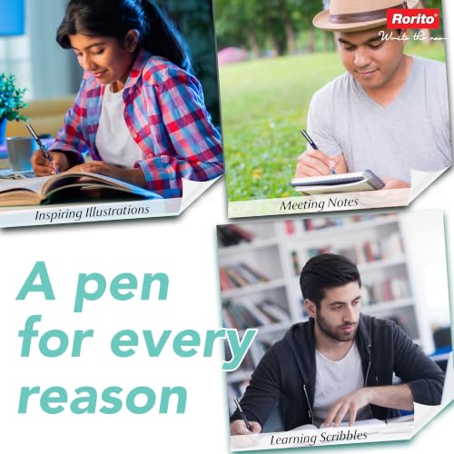 Image of Rorito Maxtron Pen | Pack of 5 | Robotic Fluid Ink Technology | Tungsten Carbide Fine Tip | Waterproof Ink | Ideal Pen for Students | Refillable (Blue)
