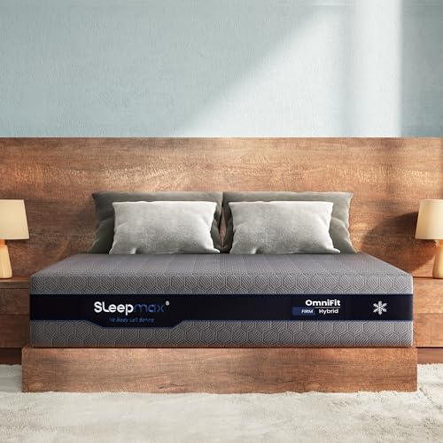 Sleepmax OmniFit 12 Inch Full Mattress Firm – Cooling Ergonomic Hybrid Mattresses for All Body Shapes - Optimal Pain Relief – Patented Contouring Fusion Memory Foam - 365-Night Trial, Forever Warranty