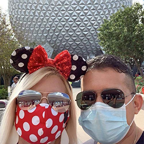 Image of CLGIFT Polka Dot Minnie Ears,Pick your color, Iridescent Minnie Ears, Silver gold blue minnie ears, Rainbow Sparkle Mouse Ears,Classic Red Sequin Minnie Ears (Polka Dot Minnie)