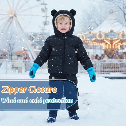 Image of BFUSTYLE Baby Toddler Coats Boys Girls Bear Ear Hooded Puffer Jackets 6M-5T