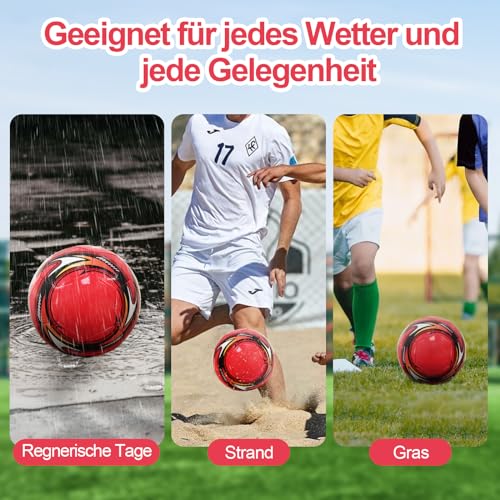 WUIOWPPIC Fußball Größe 5, Anti-Luftaustritt Professioneller Fußball Leder Kinder, Offizieller Training Fusball, Wasserdicht Ball Wettbewerb für Kinder Jugendliche Erwachsene Drinnen Draussen