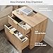 T4TREAM 23'' Fluted Nightstand with Charging Station, Large 2 Drawer Bedside Table, Modern End Table with Storage, Mid Century Night Stand for Bedroom, Living Room, Curved Profile, Natural Oak