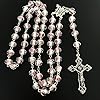 elegantmedical Handmade ROSE PINK Veluriyam ROSE BEADS ROSARY & ITALY CROSS MEDAL Catholic necklace GIFT BOX